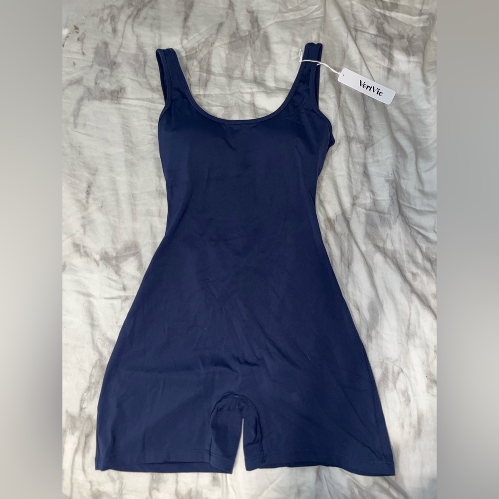 Backless Navy Blue Bodysuit